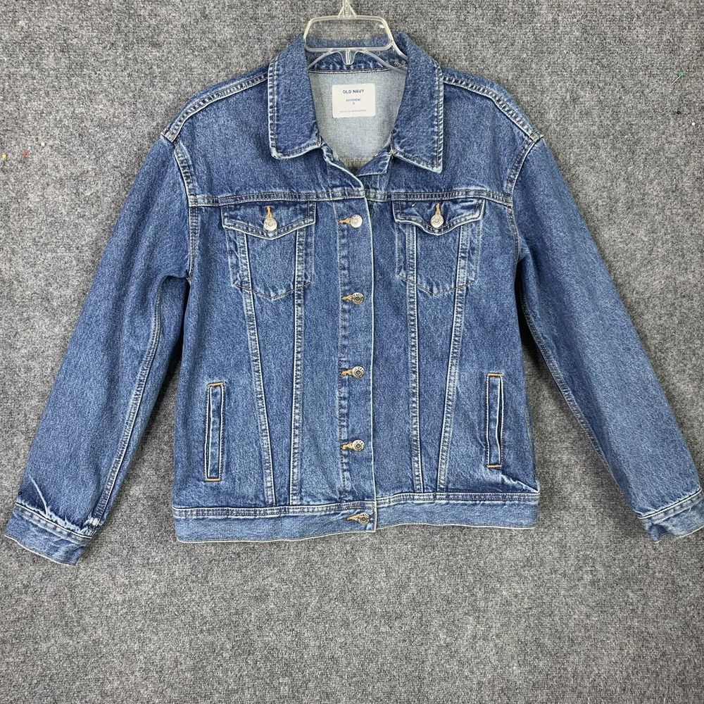 Old Navy Denim Jean Jacket Boyfriend Fit Women S Pockets 6 Button Blue